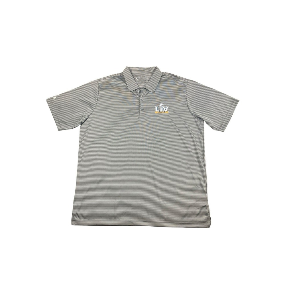 ANTIGUA‎ Polo Shirt Mens XL Gray Striped LIV Super Bowl LVI Embroidered
